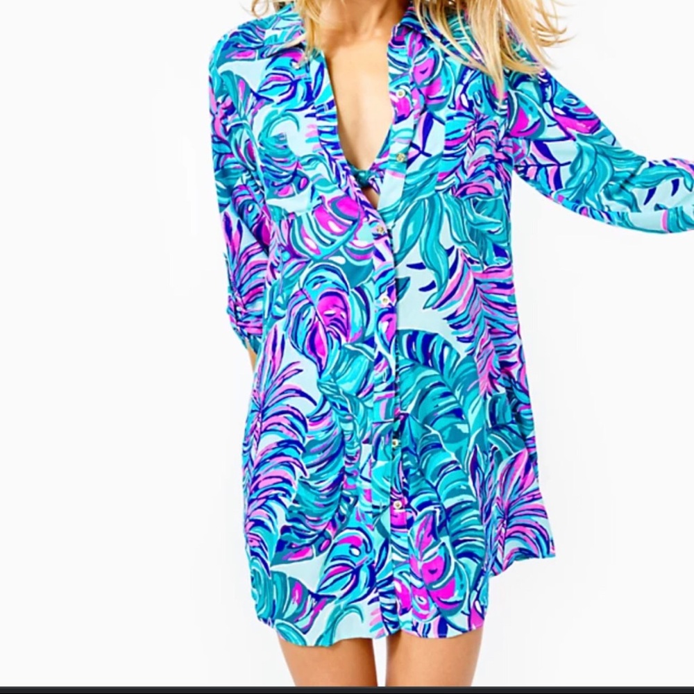 Lilly Pulitzer Natalie Swim Coverup Don’t Wanna Leaf XL